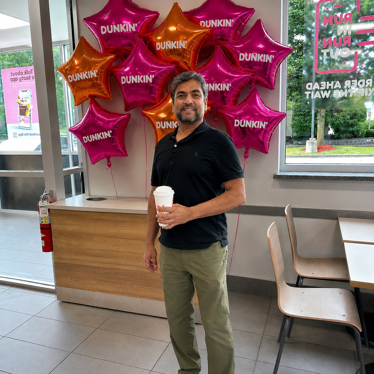 Prakash Patel, who opened the family's first Dunkin' in 2003, at the restaurant